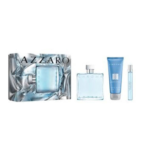 SET AZZARO CHROME MEN ( 3 PC )3.4 OZ EDT SP /2.5 OZ SHAMPOO / 0.34 OZ EDT SP